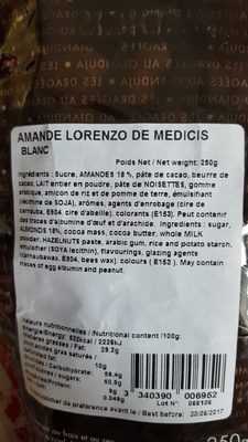 Dragées Amande Lorenzo de Medicis Blanc