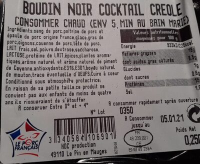 Boudin noir cocktail créole