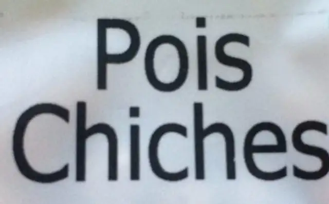 Pois chiches ingredients label
