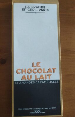 Le chocolat au lait et amandes caramélisées front packaging