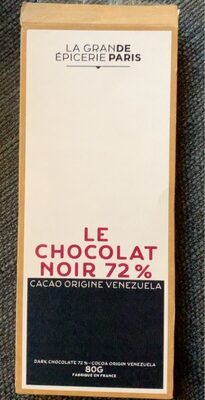 Le chocolat noir 72% Venezuela front packaging