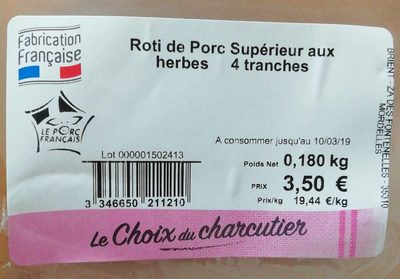 Roti de porc supérieur aux herbes