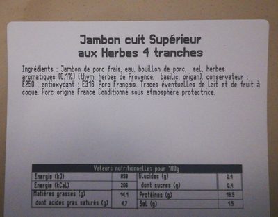 Jambon cuit aux herbes