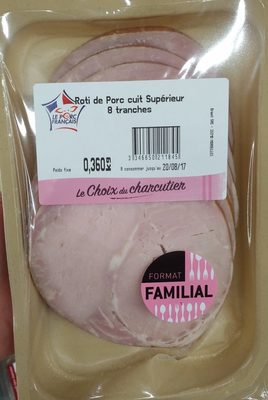 Selectionne par votre magasin, Roti de porc cuit superieur VPF, la barquette de 8 tranches 360 g front packaging