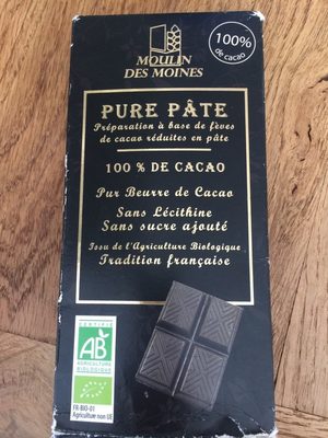 Pure pâte de cacao front packaging