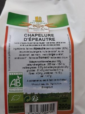 Chapelure D'epeautre front packaging