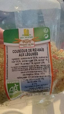 Couscous riz maïs aux légumes front packaging