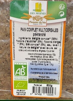 Pain complet multicéréales