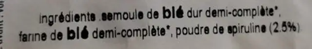 Spécialités à la Spiruline ingredients label