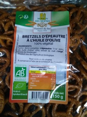 Bretzels d'épeautre à l'huile d'olive front packaging