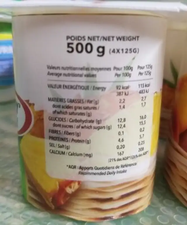 panier de yoplait ingredients label