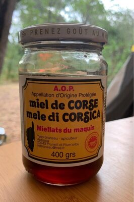 Miel de corse     Miellats du maquis front packaging
