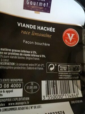 Viande haché race limousine 12%MG front packaging