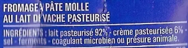 Le Crémeux (31 % MG) ingredients label