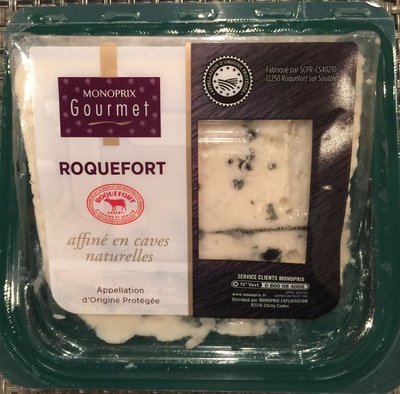 Roquefort affiné en caves naturelles front packaging