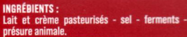 Brique au lait de vache (32 % MG) ingredients label