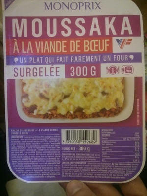 Moussaka à la viande de boeuf surgelée