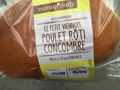 Le Petit Viennois Poulet Rôti Concombre