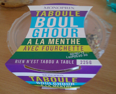 Taboulé Boulghour à la Menthe front packaging
