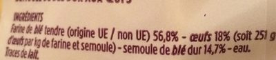 Gourmet - Tagliatelles à la farine de blé tendre et à la semoule de blé dur ingredients label