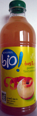 100% Pur jus de pomme flash pasteurisé bio front packaging