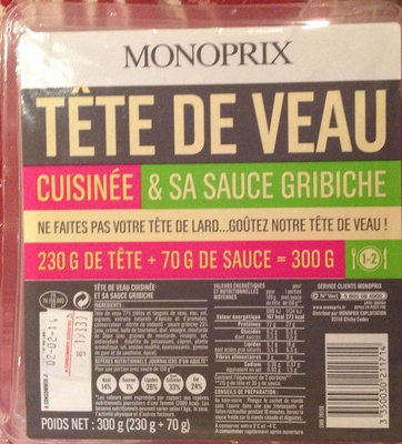 Tête de veau cuisinée et sa sauce gribiche front packaging