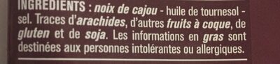 Noix de cajou croquantes grillées salées ingredients label