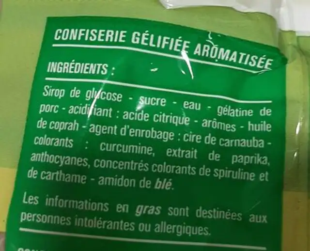 DINOZOR'S ingredients label
