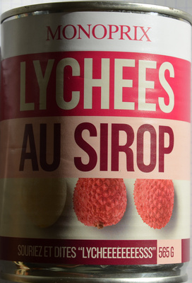 Lychees au sirop front packaging