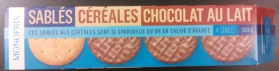 Sablés céréales chocolat au lait front packaging