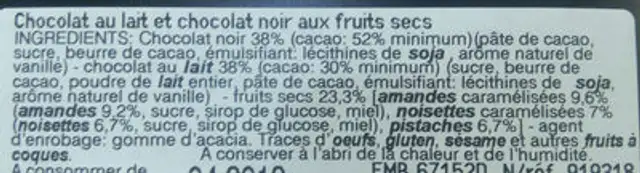 Mendiants aux fruits ingredients label