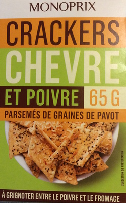 Crackers chèvre et poivre parsemés de graines de pavot front packaging