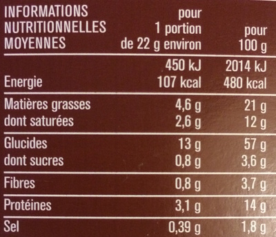 Crackers chèvre et poivre parsemés de graines de pavot nutrition facts table