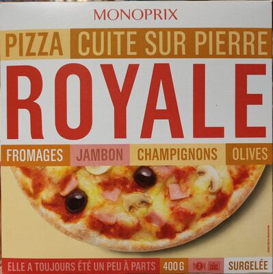 Pizza Cuite sur Pierre (Royale : Fromages, Jambon, Champignons, Olives)