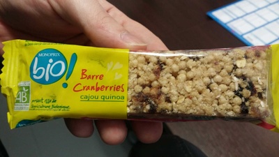 Barre Cranberries cajou quinoa