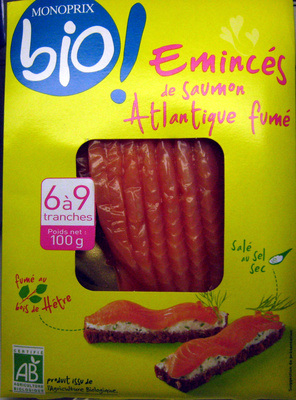 Emincés de saumon Atlantique fumé Bio (6 à 9 tranches) - 100 g