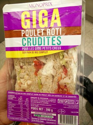 Giga poulet roti crudités