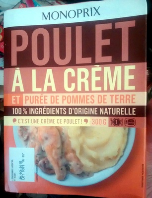 Poulet à la crème et purée de pommes de terre front packaging