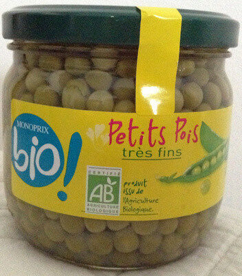 Petits pois très fins front packaging