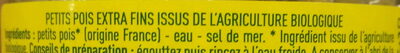 Petits pois très fins ingredients label