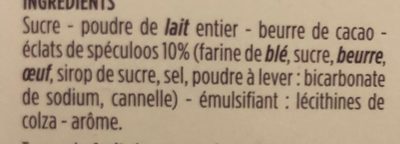 Chocolat blanc morceaux de speculoos ingredients label