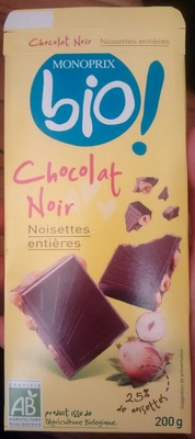 Chocolat noir aux Noisettes entières Bio