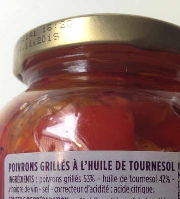 Poivrons grillés ingredients label