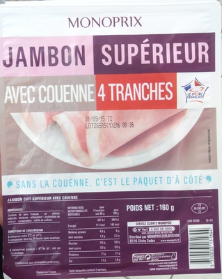 Jambon supérieur avec couenne 4 tranches