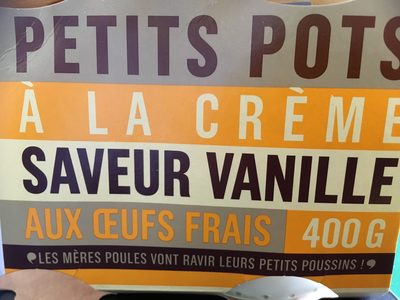Petits pots à la crème saveur vanille aux œufs frais front packaging