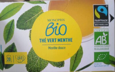 Thé vert menthe douce issue de l'agriculture biologique