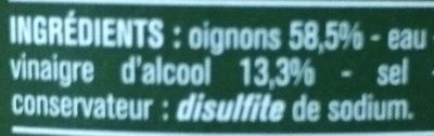 Petits oignons croquants au vinaigre ingredients label