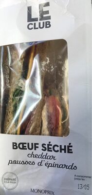 Le Club - Bœuf Séché Cheddar Pousses d'Epinards front packaging