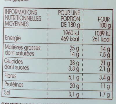 Le Club - Bœuf Séché Cheddar Pousses d'Epinards nutrition facts table