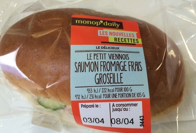 Le Petit Viennois Saumon Fromage Frais Groseille et mayonnaise allégée